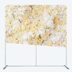 Aperturee - Aperturee White And Peach Roses Fabric Valentines Day Backdrop