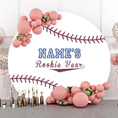 Aperturee - Aperturee White Baseball Rookie Year Round Backdrop with Red Stitching Sports Theme Baby Shower or Birthday Party Decor