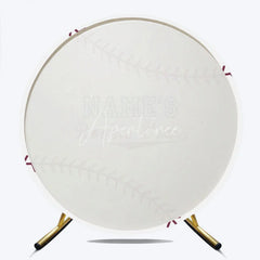 Aperturee - Aperturee White Baseball Rookie Year Round Backdrop with Red Stitching Sports Theme Baby Shower or Birthday Party Decor