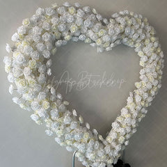 Aperturee - Aperturee White Beige Heart Artificial Flower Wall Party Decor