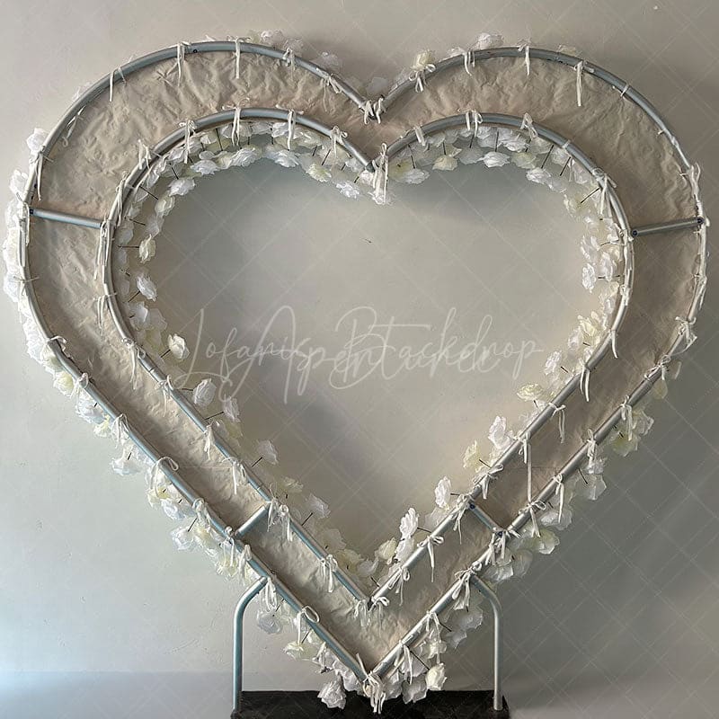 Aperturee - Aperturee White Beige Heart Artificial Flower Wall Party Decor