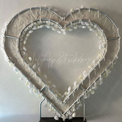 Aperturee - Aperturee White Beige Heart Artificial Flower Wall Party Decor