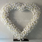 Aperturee - Aperturee White Beige Heart Artificial Flower Wall Party Decor