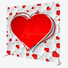 Aperturee - Aperturee White Big Red Heart Fabric Valentines Day Backdrop