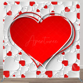 Aperturee - Aperturee White Big Red Heart Fabric Valentines Day Backdrop