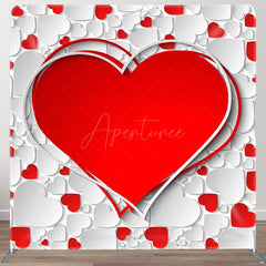 Aperturee - Aperturee White Big Red Heart Fabric Valentines Day Backdrop