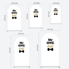 Aperturee - Aperturee White Black Bow Mr Onederful Birthday Arch Backdrop