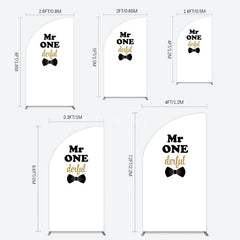 Aperturee - Aperturee White Black Bow Mr Onederful Birthday Half Moon Arch Backdrop