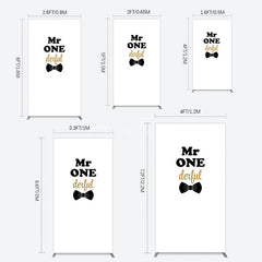 Aperturee - Aperturee White Black Bow Mr Onederful Birthday Rectangle Backdrop