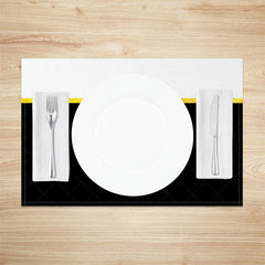 Aperturee - Aperturee White Black Gold Glitter Dining Set Of 4 Placemats