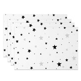 Aperturee - Aperturee White Black Grey Stars Pattern Set of 4 Placemats