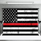 Aperturee - Aperturee White Black Red Vintage Shabby Usa Flag Backdrop