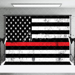 Aperturee - Aperturee White Black Red Vintage Shabby Usa Flag Backdrop