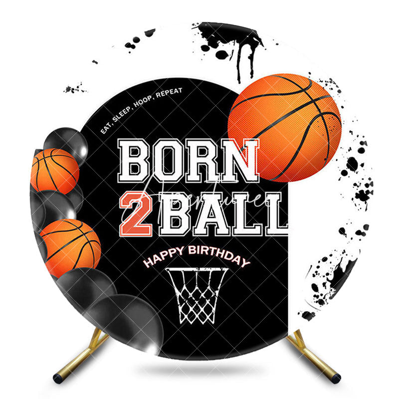 Aperturee - Aperturee White Black Sport Born 2 Ball Round Birthday Backdrop