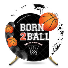 Aperturee - Aperturee White Black Sport Born 2 Ball Round Birthday Backdrop