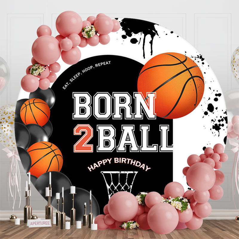 Aperturee - Aperturee White Black Sport Born 2 Ball Round Birthday Backdrop