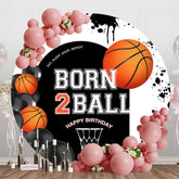 Aperturee - Aperturee White Black Sport Born 2 Ball Round Birthday Backdrop