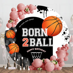 Aperturee - Aperturee White Black Sport Born 2 Ball Round Birthday Backdrop