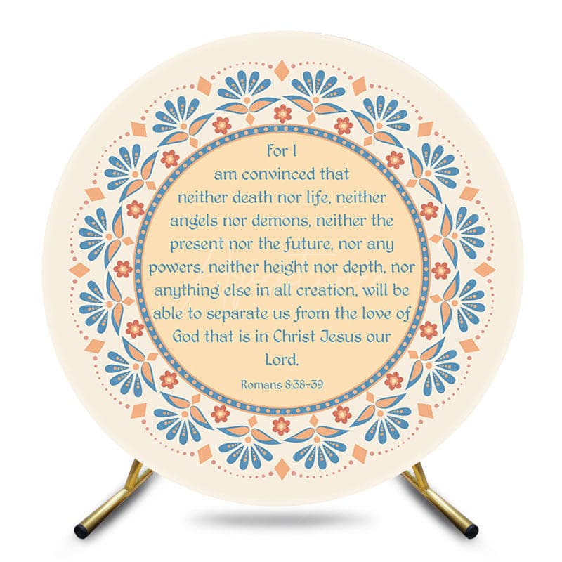 Aperturee - Aperturee White Blue 1 Corinthians Bible Prayers Round Backdrop
