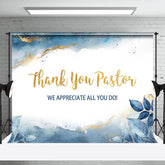 Aperturee - Aperturee White Blue Gold Marbled Thank You Pastor Backdrop