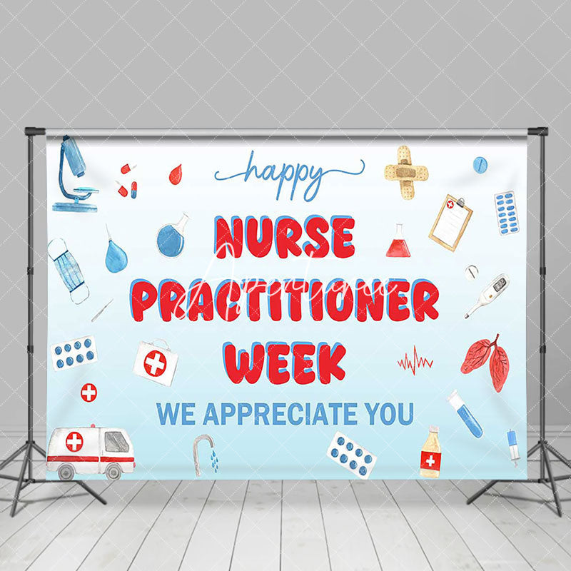 Aperturee - Aperturee White Blue Happy Nurse Practitioner Week Backdrop