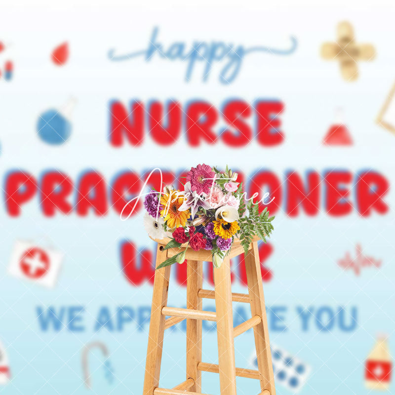 Aperturee - Aperturee White Blue Happy Nurse Practitioner Week Backdrop