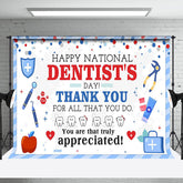 Aperturee - Aperturee White Blue Teeth Happy National Dentists Day Backdrop