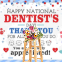Aperturee - Aperturee White Blue Teeth Happy National Dentists Day Backdrop