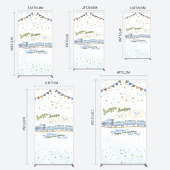 Aperturee - Aperturee White Blue Train Happy 2nd Birthday Rectangle Backdrop
