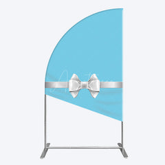 Aperturee - Aperturee White Bow Tiffany Blue Birthday Half Moon Arch Backdrop