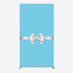 Aperturee - Aperturee White Bow Tiffany Blue Birthday Rectangle Backdrop