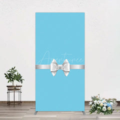 Aperturee - Aperturee White Bow Tiffany Blue Birthday Rectangle Backdrop