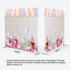 Aperturee - Aperturee White Brick Wall Dessert Birthday Pillow Case Backdrop