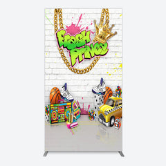 Aperturee - Aperturee White Brick Wall Fresh Prince Birthday Rectangle Backdrop