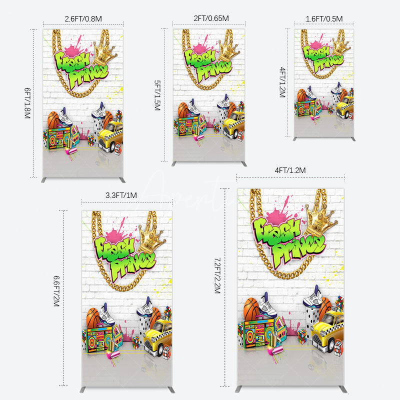 Aperturee - Aperturee White Brick Wall Fresh Prince Birthday Rectangle Backdrop