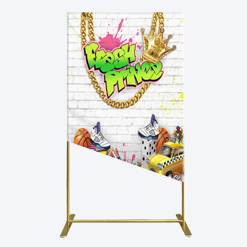 Aperturee - Aperturee White Brick Wall Fresh Prince Birthday Rectangle Backdrop