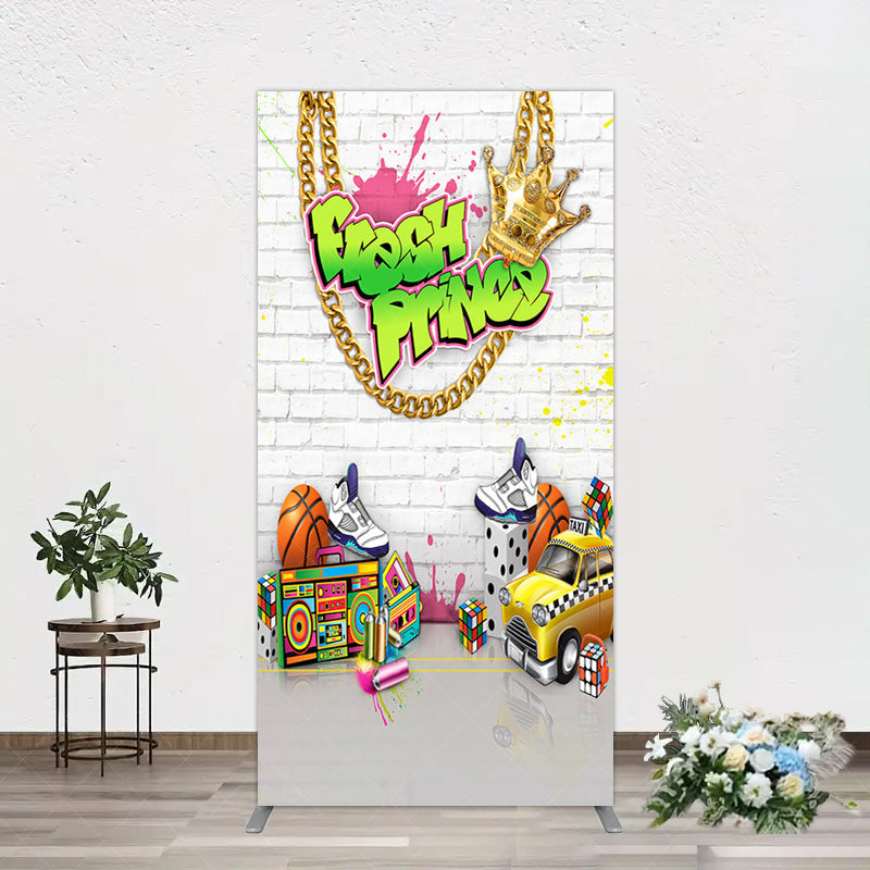 Aperturee - Aperturee White Brick Wall Fresh Prince Birthday Rectangle Backdrop