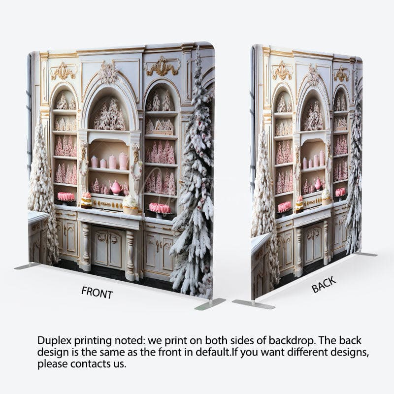 Aperturee - Aperturee White Cabinet Tree Dessert Christmas Square Backdrop