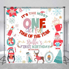 Aperturee - Aperturee White Christmas Onederful Custom Birthday Backdrop