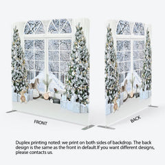 Aperturee - Aperturee White Christmas Trees Window Pillow Cover Backdrop