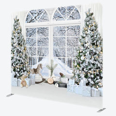 Aperturee - Aperturee White Christmas Trees Window Pillow Cover Backdrop