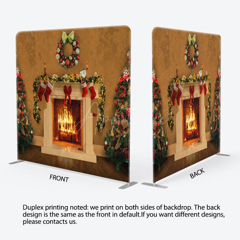 Aperturee - Aperturee White Closet Xmas Trees Warm House Pillow Case Backdrop