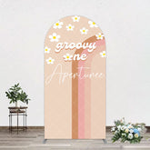 Aperturee - Aperturee White Daisy Floral Rainbow Groovy One Arch Backdrop