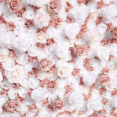 Aperturee - Aperturee White Dusty Rose Artificial Wedding Flower Wall