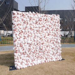 Aperturee - Aperturee White Dusty Rose Artificial Wedding Flower Wall