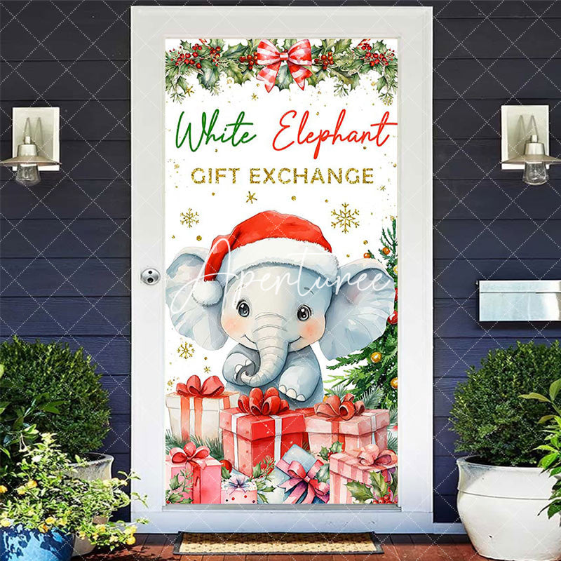 Aperturee - Aperturee White Elephant Gift Exchange Christmas Door Cover