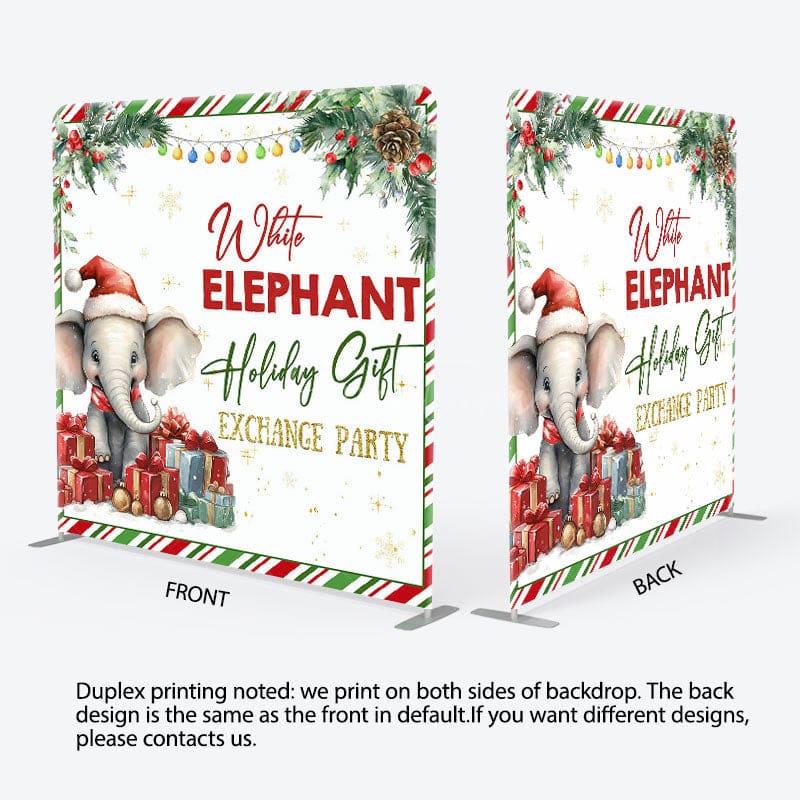 Aperturee - Aperturee White Elephant Gift Exchange Tension Fabric Backdrop