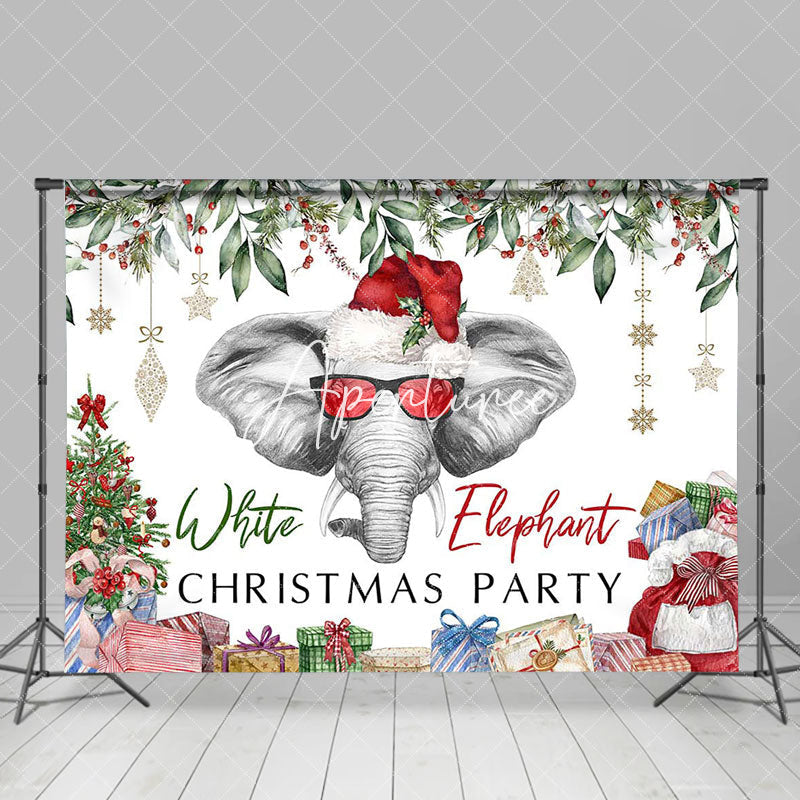 Aperturee - Aperturee White Elephant Gifts Plant Christmas Party Backdrop