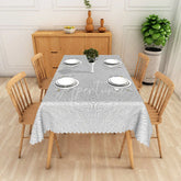 Aperturee - Aperturee White Embossed Damask Floral Pattern Rectangle Tablecloth Elegant Classic Dining Decor Washable Kitchen Table Cover