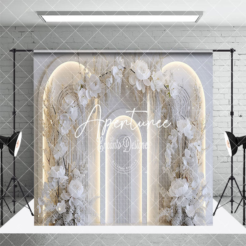 Aperturee - Aperturee White Fine Art Floral Arch Wedding Room Set Backdrop